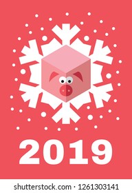 Happy Chinese New Year 2019 year of the pig. Zodiac symbol of the year.