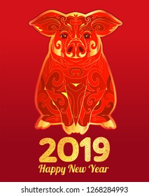 Happy Chinese New Year 2019 Sign Zodiac Pig 