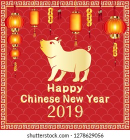 happy chinese new year 2019 year of pig