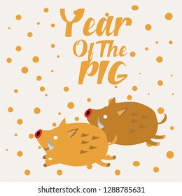 happy Chinese New Year 2019, the year of the pig. gold pig Vector illustration. EPS 10 - Vector