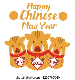 happy Chinese New Year 2019, the year of the pig. gold pig Vector illustration. EPS 10 - Vector