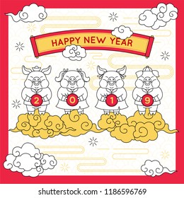happy chinese new year 2019,year of the pig,holiday background