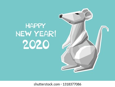Happy Chinese New Year 2020 year of the rat. Lunar new year 2020. Zodiac sign for greetings card, invitation, posters, banners, calendar. Celebration mint background with Rat and place for your text.
