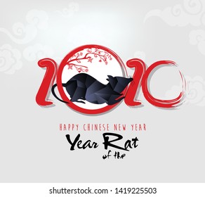 Happy Chinese New Year 2020 year of the rat,Chinese characters mean Happy New Year, wealthy. lunar new year 2020.