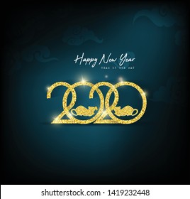 
Happy Chinese New Year 2020 Year Of The Rat,Chinese Characters Mean Happy New Year, Wealthy. Lunar New Year 2020.