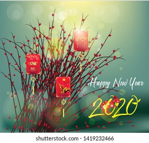 
Happy Chinese New Year 2020 year of the rat,Chinese characters mean Happy New Year, wealthy. lunar new year 2020.