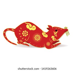 Happy Chinese New Year 2020 year of the rat,Chinese characters mean Happy New Year, wealthy. lunar new year 2020.