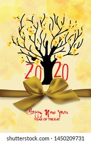 Happy Chinese New Year 2020 year of the rat,Chinese characters mean Happy New Year, wealthy. lunar new year 2020.