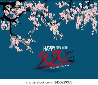 Happy Chinese New Year 2020 year of the rat,Chinese characters mean Happy New Year, wealthy. lunar new year 2020.