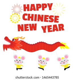 happy chinese new year 2020 greeting card year of the rat