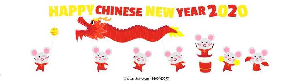 happy chinese new year 2020 greeting card year of the rat