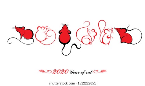  Happy Chinese New Year 2020 year of the rat. Chinese Zodiac Sign Year of Rat