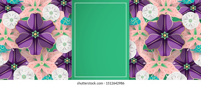 Happy Chinese new year 2020, year of the rat. Template design for cover, invitation, poster, flyer, packaging. Illustration in paper cut and craft.