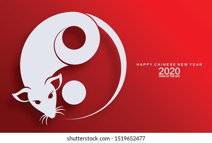 Happy chinese new year 2020 year of the rat ,paper cut rat character,flower and asian elements with craft style on background. 
(Chinese translation : Happy chinese new year 2020, year of rat)