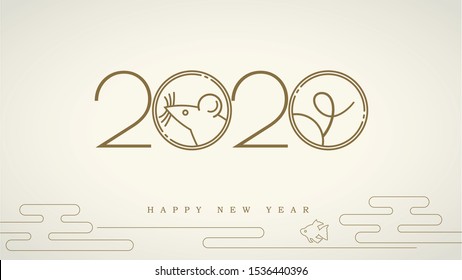 Happy Chinesisch Neujahr 2020 Jahr der Ratte für Grüße Karte, Flyer, Einladung, Plakate, Broschüre, Banner, Kalender.