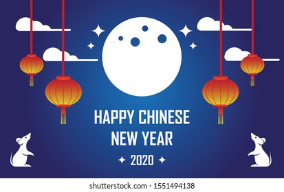 Happy chinese new year 2020. Wallpaper, Abstract background, Holiday banner, Greetings card, moon element