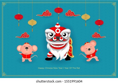 Happy Chinese New Year 2020. the year of the Rat,  Zodiac sign for greetings card, flyers, invitation, posters, brochure, banners, calendar