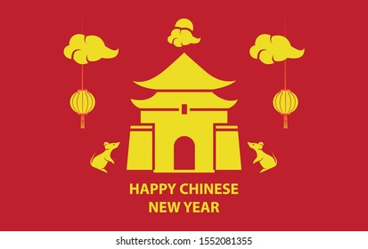 Happy chinese new year 2020 Rat zodiac sign. Wallpaper, Abstract background, Holiday banner, Greetings card, Building-vector