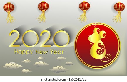 Happy Chinese New Year 2020 year of the rat paper cut style.,posters,banners,calendar.-เวกเวกเตอร์