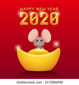 Happy Chinese new year 2020 year of the rat.Chinese zodiac symbol of 2020 Vector Design. greetings card design illustration