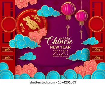 Happy chinese new year 2020 Rat background, Holiday banner