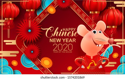 Happy chinese new year 2020 Rat background, Holiday banner