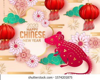 Happy chinese new year 2020 Rat background, Holiday banner