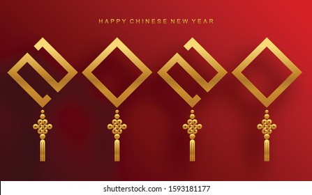 Happy chinese new year 2020 year of the rat ,paper cut rat character,flower and asian elements with craft style on background. (Chinese translation : Happy chinese new year 2020, year of rat)