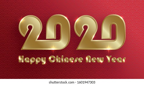 Happy chinese new year 2020 year of the Rat, red and gold paper cut rat character, flower and asian elements with craft style on background (Translation : happy chinese new year 2020, year of the rat)
