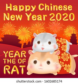 Happy chinese new year 2020 year of rat banner