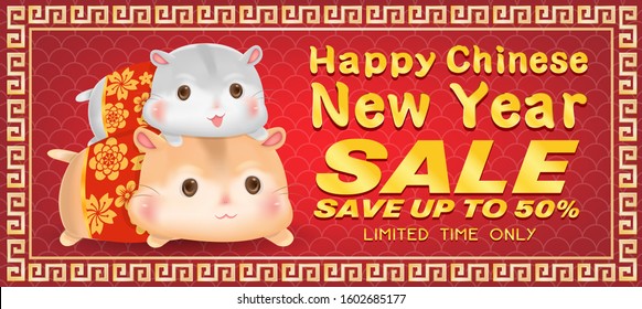 Happy chinese new year 2020 year of rat banner