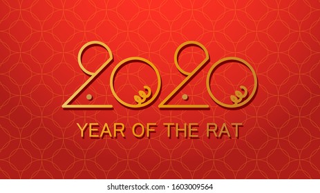 Happy chinese new year 2020 year of the Rat, red and gold