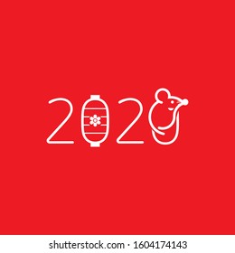 Happy chinese new year 2020 greeting logo design 