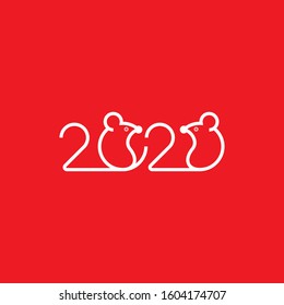 Happy chinese new year 2020 greeting logo design. text In english, chinese text translated as happy new year 