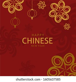 Happy chinese new year 2020 mouse red color luxury for bussiness banner 
