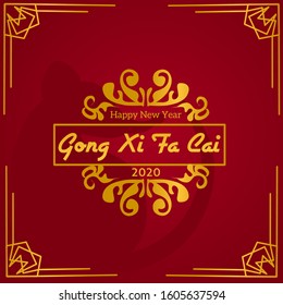 Happy chinese new year 2020 mouse red color luxury for bussiness banner 