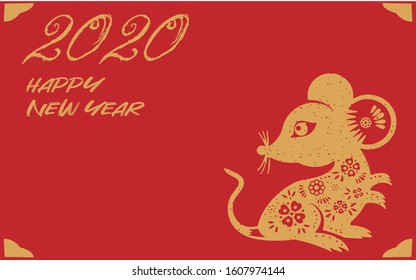 Happy Chinese New Year 2020 year of the mouse paper cut style. Chinese characters mean Happy New Year, wealthy, Zodiac sign for greetings card, flyers, invitation, posters, brochure, calendar.