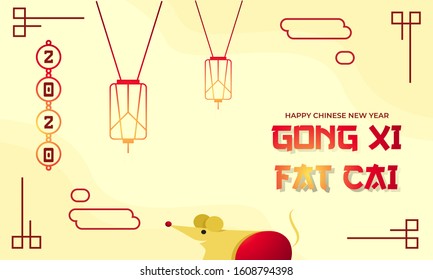 Happy chinese new year, 2020, Greetings year of the rat. Background template for your any media. Vector illustration