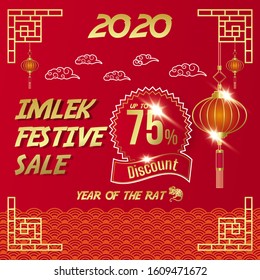 happy chinese new year 2020 sale banner with special offer