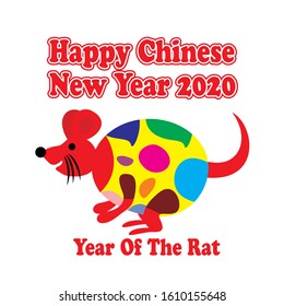Happy Chinese New Year 2020 Year of the rat with paper cut style colour full