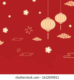 Happy Chinese New Year 2020 year of the mouse. sign for greetings card, flyers, invitation, posters, brochure, banners, calendar. Flat style design. traditional red greeting card illustration