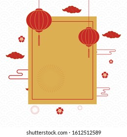 Happy Chinese New Year 2020 year of the mouse. sign for greetings card, flyers, invitation, posters, brochure, banners, calendar. Flat style design. traditional red greeting card illustration