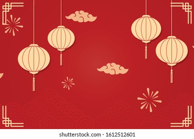 Happy Chinese New Year 2020 year of the mouse. sign for greetings card, flyers, invitation, posters, brochure, banners, calendar. Flat style design. traditional red greeting card illustration