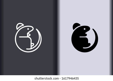 happy Chinese New Year 2020. chinese zodiac sign year of rat. asian elements minimal flat simple rat concept logo. creative vector eps design isolated on background.