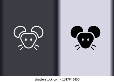 happy Chinese New Year 2020. chinese zodiac sign year of rat. asian elements minimal flat simple rat concept logo. creative vector eps design isolated on background.