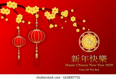 happy chinese new year 2020 Red background