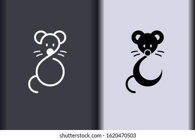 happy Chinese New Year 2020. chinese zodiac sign year of rat. asian elements minimal flat simple rat concept logo. creative vector eps design isolated on background.