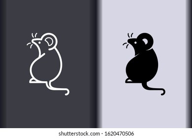 happy Chinese New Year 2020. chinese zodiac sign year of rat. asian elements minimal flat simple rat concept logo. creative vector eps design isolated on background.