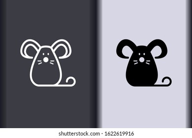 Happy Chinese New Year 2020. Chinese zodiac sign year of rat. Asian element in minimal flat simple concept logo of mouse.