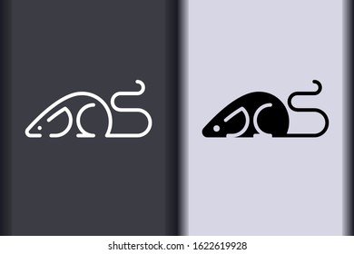 Happy Chinese New Year 2020. Chinese zodiac sign year of rat. Asian element in minimal flat simple concept logo of mouse.
